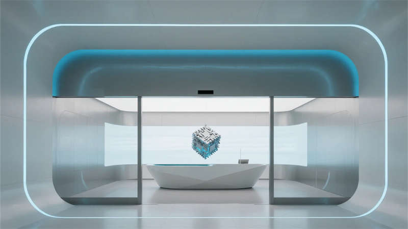 創(chuàng)新科技抽象表達(dá)，簡(jiǎn)約光影空間融合, 合肥半導(dǎo)體企業(yè)展廳裝修設(shè)計(jì)