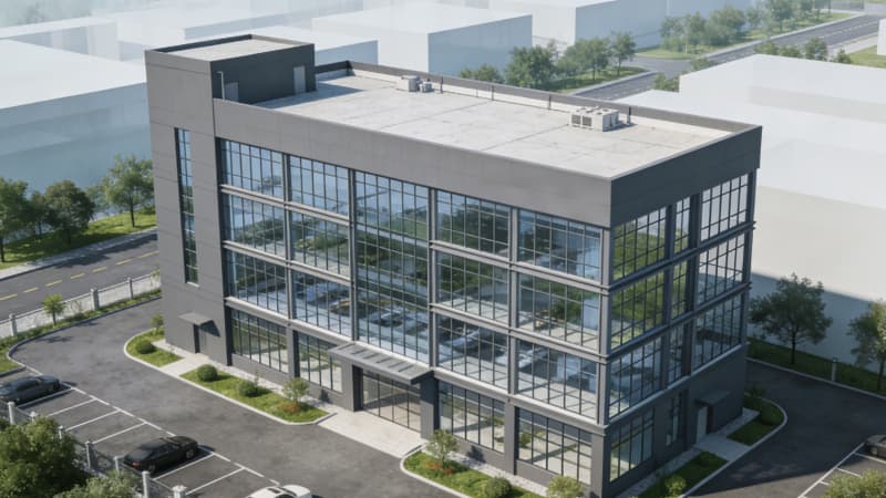 合肥廠(chǎng)房設(shè)計(jì)：8000平含無(wú)塵車(chē)間、辦公區(qū)一體化效果圖